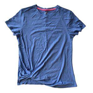 St John’s Bay Women’s T Shirt Front Knot Blue Yonder Short Sleeve